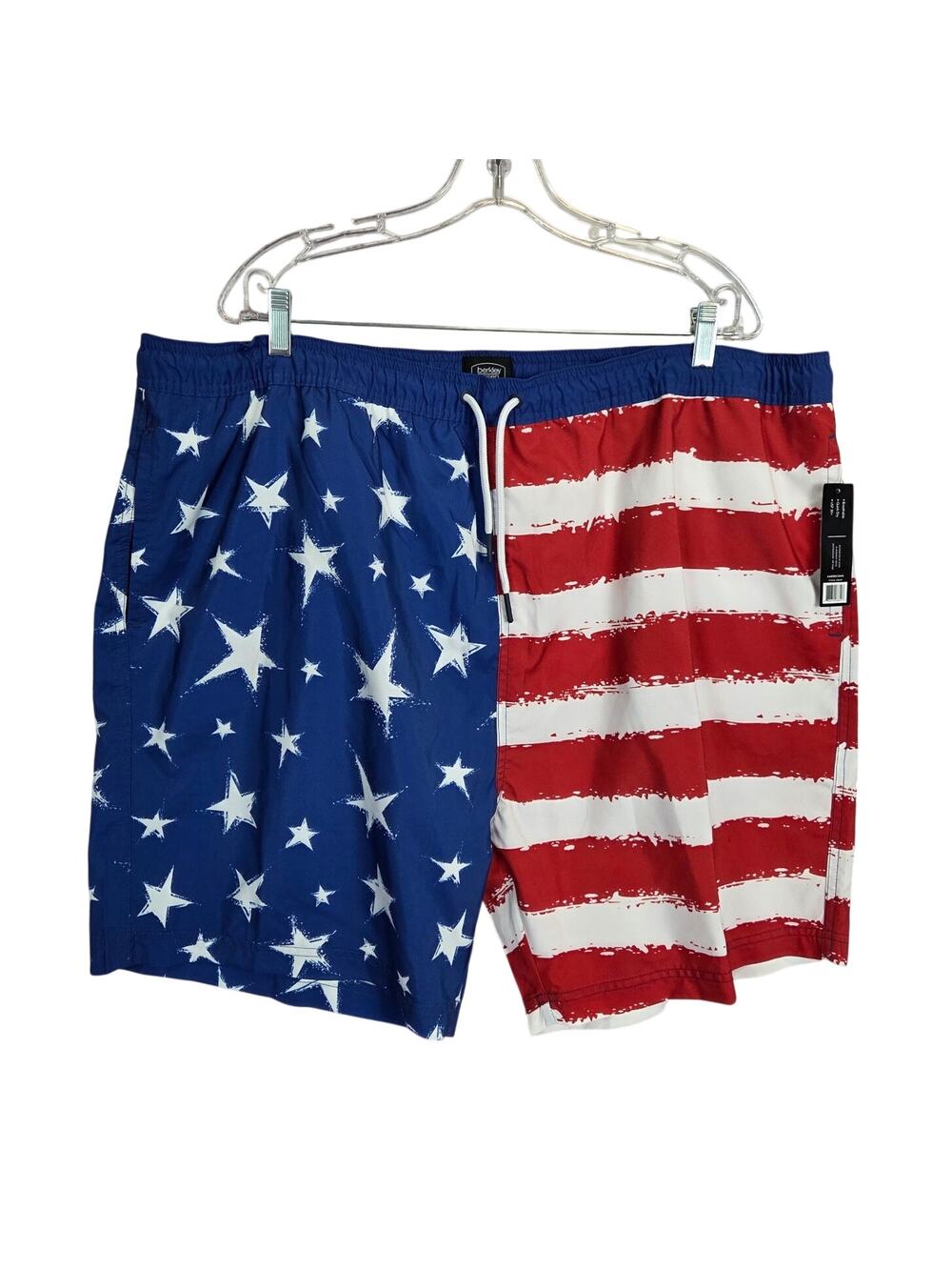 Berkley Jensen Mens Swim Suit Shorts 3XL Red White Blue Flag USA NWT Beach 4th